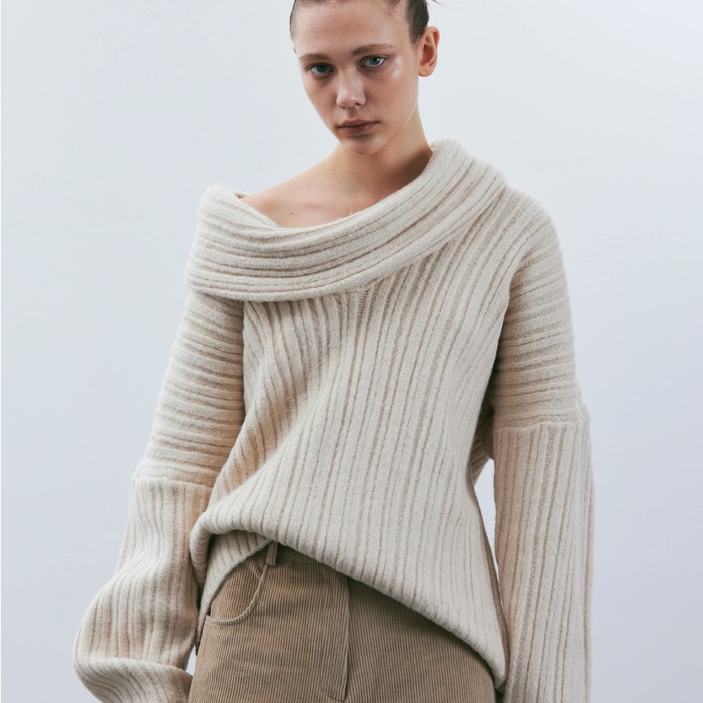 Cozy Off-Shoulder Cream Sweater